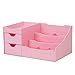 Uncluttered Designs Makeup Organizer With Drawers - Cute Kawaii Countertop Storage for Cosmetics, Pretty Vanity Holder for Perfume, Skincare, Brush, Lipstick, Nail Polish and other Accessories (Pink)