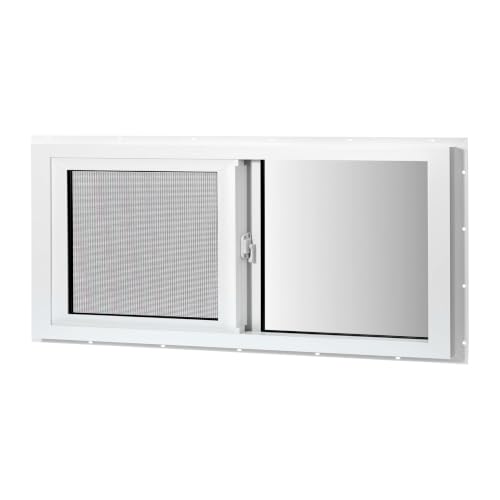 COLORPAPA Vinyl Basement Sliding Window, 24" x 12" White