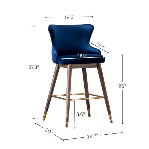 Roundhill Furniture Bancos de Altura para Barra Tapizados en Tela Modelo PC311BU, Set de 2, Azul miniatura 3