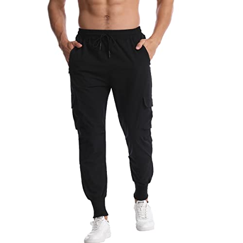 Muscle Killer Mens Running Jogger Pants Workout Athletic Sweatpants Lightweight Quick Dry Tapered Hiking Pants Sports Pants (X-Large, Black) #TOP3