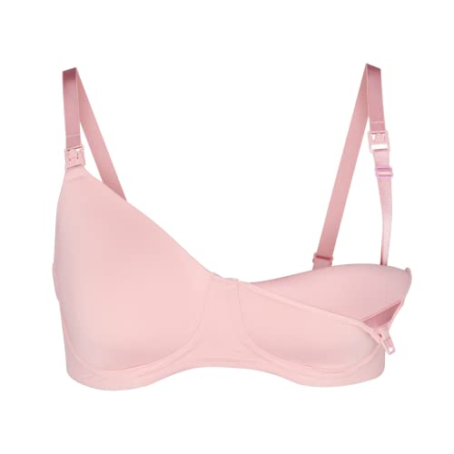 Simple Wishes Maternity, Nursing & Wire Free T-Shirt Bra | Hide The Nursing Clasp | Wearable Pump Cup Extender |Rose Pink | 34D #TOP11