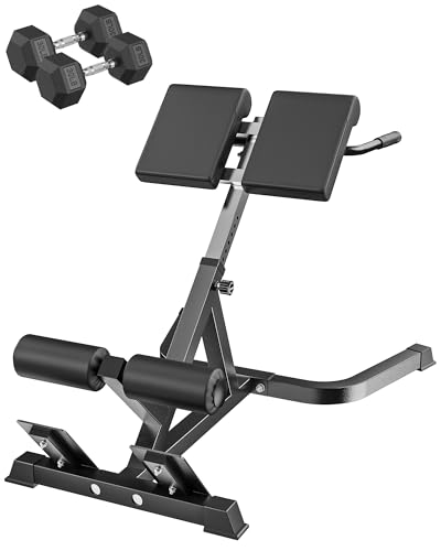 Image of Roman Chair Back Extension Machine with 350 LBS Capacity | Adjustable Hyperextension Bench, Adjustable Pads for Lower Back, Glutes, Core Strength Training