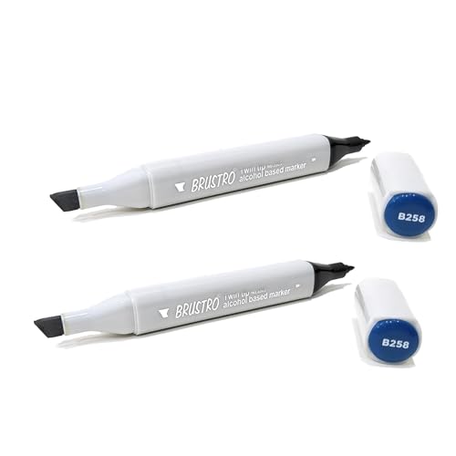 Image of BRUSTRO Twin Tip Alcohol Based Marker (Pack of 2) Blue (Blue Black)