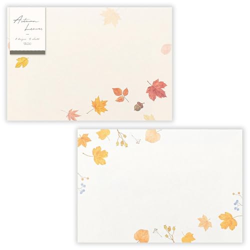 エヌビー社 封筒 オータム リーフA | 2柄アソート4枚入 横書き envelope 和紙 奉書紙