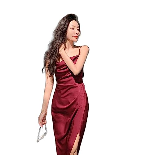 Robe en satin d'acétate sexy chic avec fente latérale