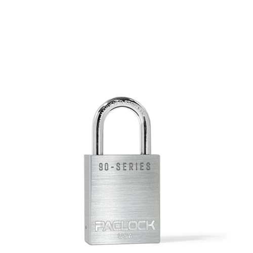 Image of PACLOCK's SR-90A Padlock, 1-3 /16 inch Tall Hard. Stainless Steel Shackle, High Performance 6-Pin Cylinder, Keyed Differently w / 2 Keys, Silver