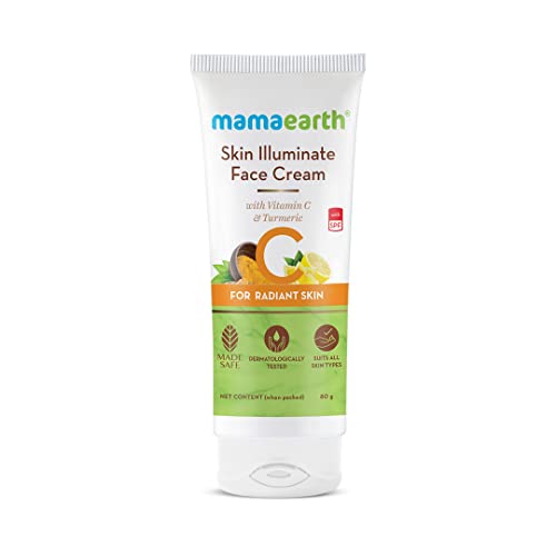 Mamaearth Vitamin C Skin Illuminate Face Cream with SPF | Enhances Radiance & Skin Tone | Reduces Sun Damage | Moisturizer with Sun Protector | 2.83 Oz (80g)