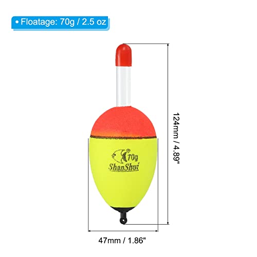 PATIKIL 2.5oz Fishing Bobbers, 10 Pack EVA Fishing Float for Saltwater Freshwater Fishing Yellow - Image 2