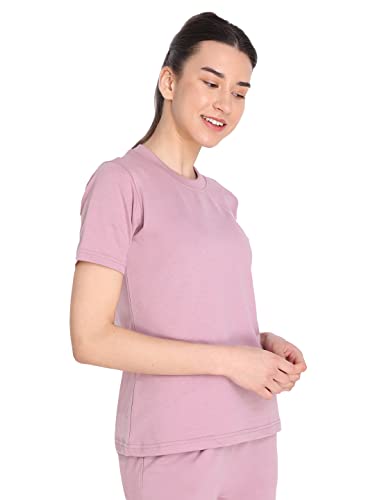 Image of CHKOKKO Women's Terry Cotton Loose Fit Half Sleeve Casual Style T-Shirt