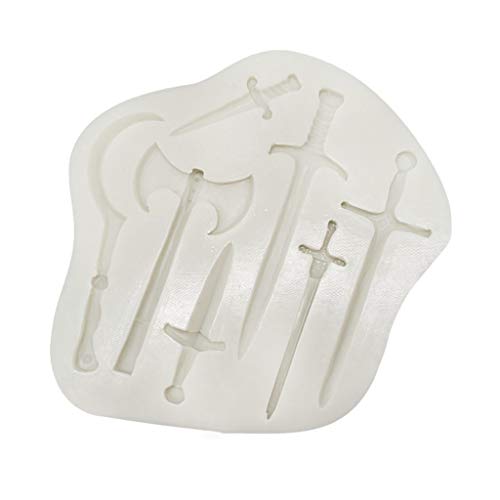 HUGUWEDING Silicone Bread Mold, Halloween Weapons Sword Silicone Mold, Fondant Desserts Chocolate Cake Paste Jelly Decorating Mould, DIY Soap Crafts Bakeware Pastry Baking Tools