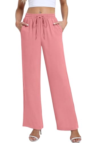 Yicro Womens High Waisted Wide Leg Pants with Pockets Casual Loose Palazzo Trousers