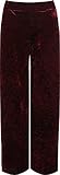 Flared Breite Beine WearAll - Damen Plus Velour Samt Breite Abgefackelt Bein Tasche Hose Damen Palazzo Hose - Wein - 40-42