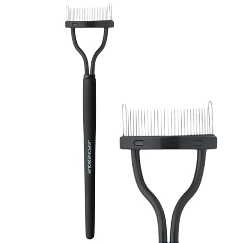 JAPONESQUE - Velvet Touch Lash Separator (0.43 x 5.79 x 1.18 inches) - Eyelash Comb Lash Separator Tool, Remove Mascara Clumps, Arc Lash Brush (Black)