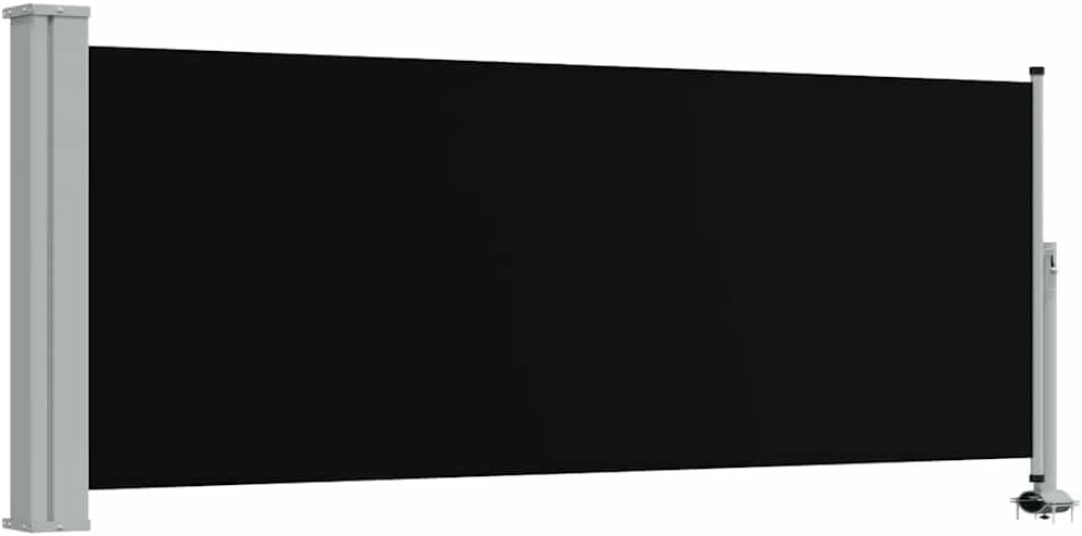 vidaXL Patio Retractable Side Awning Outdoor Garden Balcony Privacy Terrace Screen Sunshade Blind Divider 39.4"x118.1" Black