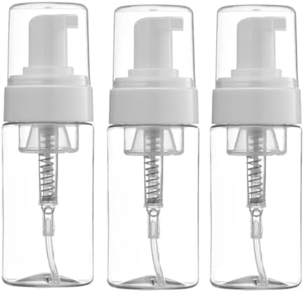 3Pcs 100ML 3.4oz Empty Clear Plastic Press Foaming Soap Pump Dispensers Spray Bottle Containers with Sprayer Head for Soap Foam Lotion Bathroom Accessory