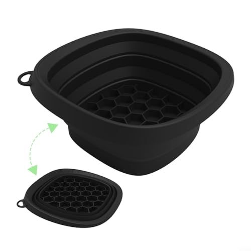 MoSundi Cuenco de silicona plegable con rejilla de hielo integrada, lavabo de baño de hielo facial plegable, para apretar los poros y aliviar el acné, bandeja de cuidado de la piel apta para viajes