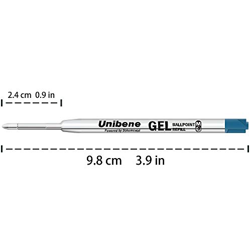 Unibene Parker Compatible Gel Ink Ballpoint Refills 12 Pack,0.7mm Medium Point-Blue, Smooth Writing Replaceable German Ink Tactical Pen Refills for Parker Ballpoint/UZI Pen - Thumbnail 2