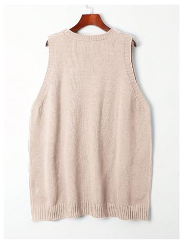 SOLY HUX Women's Plus Size Sweater Vest V Neck Sleeveless Loose Fit Knit Pullover Tank Tops with Pockets2