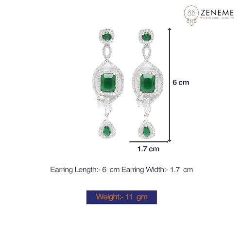 Rhodium-Plated Diamond Drop Earrings For Women