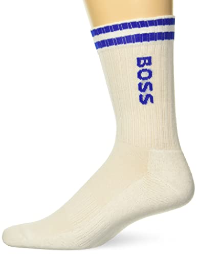 BOSS Men's Striped Quartler Length Ribbed Cotton Socks