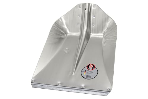 Favorit Hallenser Randschaufel ohne Stiel | Schaufelblatt aus Leichtmetall 380 × 380 mm, mit Schutzkante & hochgezogener Schulter für mehr Füllvolumen, 6-Fach genietete Dülle, robust & langlebig
