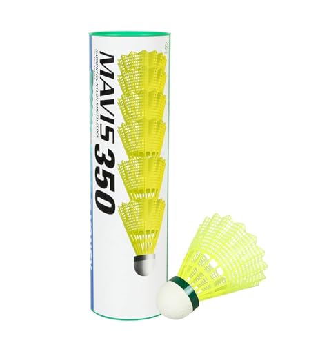 Image of Mavis 350 Green Cap Nylon Shuttlecocks (Yellow)