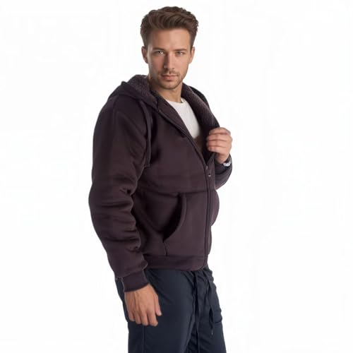 Image of LeeHanTon Men Fleece Jacket Lightweight Sherpa Fleece Jackets Zip Up Hoodie Lined Sweatshirt Coat with Pockets