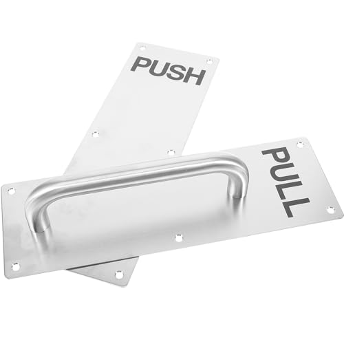 Hohopeti Manija de Puerta para Empujar y Tirar de Acero Inoxidable 304 Placa Metálica para Puerta Comercial Tirador Interiores de Paso Uso Industrial y Residencial