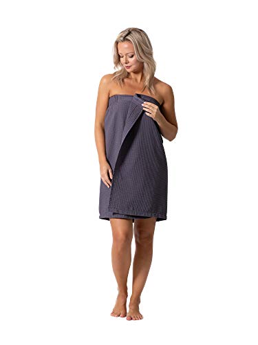 Image of Turkish Linen Women's Waffle Spa Body Wrap with Adjustable Closure