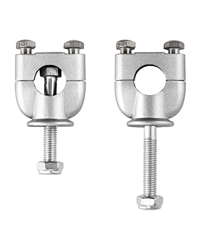 QWORK® 2 Stk. Motorrad-Lenkererhöhungen für 7/8\ (22 mm) Lenker, 3/8\ Befestigungsbolzen, 112 mm Gesamthöhe, Aluminium-Riser für Dirt Bikes & ATVs, Silber