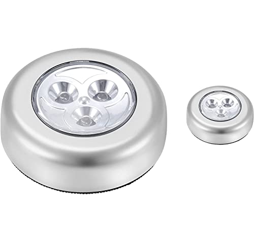 Wireless LED Puck Light, Stick-Anywhere Closet Portable Tap Push Button Stair-Wall Lights for Cabinet, Hallway, Bathroom, Bedroom, Kitchen, 3 Battery Operated Low White Light, Pack of 1