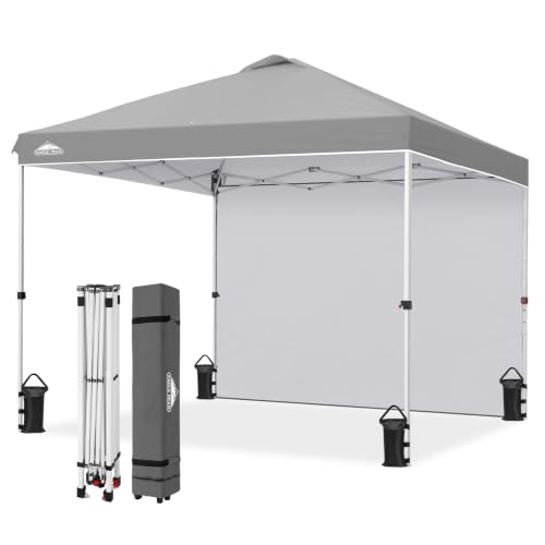 EAGLE PEAK Commercial Canopy 10x10 Pop Up Canopy Tent with 1 Sidewall, Easy Setup Heavy Duty Instant Event Shelter for Vendors & Markets, Outdoor Sun Shade, Light Gray