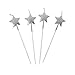 Set 4 Velas de Cumpleaños de Estrella Metálica - Velas en Forma de Estrella - Velas Únicas y Originales para Tarta o Pastel de Cumpleaños (Estrellas Plateadas)