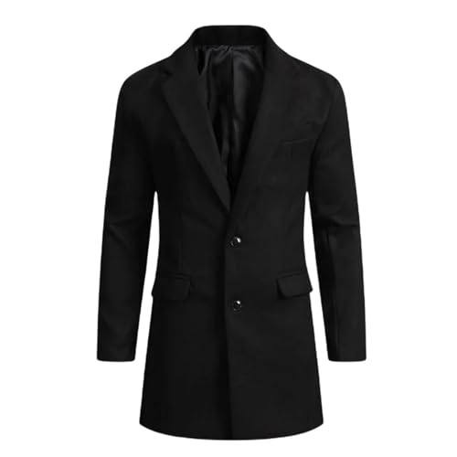 Men's Outerwears Casual Suit Lapel Coat Solid Jackets Mid-length Single-Breasted Suits