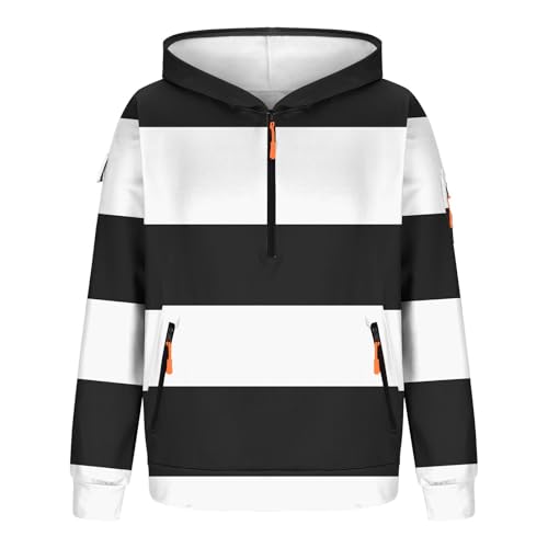 Men's Sweatshirts Fashion Striped Color Block Zipper Hoodies with Pocket Fall Long Sleeve Casual Pullover Tops3
