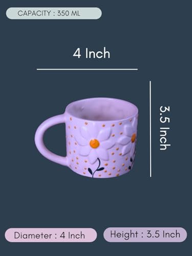 Image of WEAVING HOMES Wildflower Ceramic Coffee Mug for Office, Stylish Tea Cup for Woman, Modern Travel Mug (350 Ml)