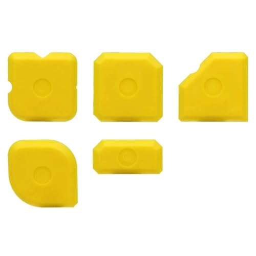 5Pcs Silicone Caulking Tool Set, Grout Sealant Plastic Scraper Kit (Yellow)