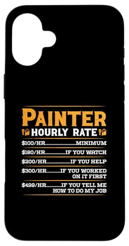 画家時給 - 面白い便利屋の絵画 スマホケース iPhone 16 Plus 用