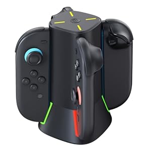 GEEKERA Charging Dock for Nintendo Switch 2 Controller, 4 in 1 Charging Dock Charger for JoyCon Controllers Switch Accessory, Station with Multiple RGB Light, Family Game Night & Travel Essentials