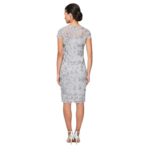 Image of Alex Evenings Women's Short Embroidered Cocktail Dress, Wedding Guest (Petite and Regular Sizes)