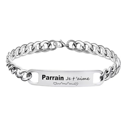 LUODAN Cadeau Parrain Bracelet,Cadeau Fête des Pères,Bracelet Homme Personnalisé,Cadeau Noel...