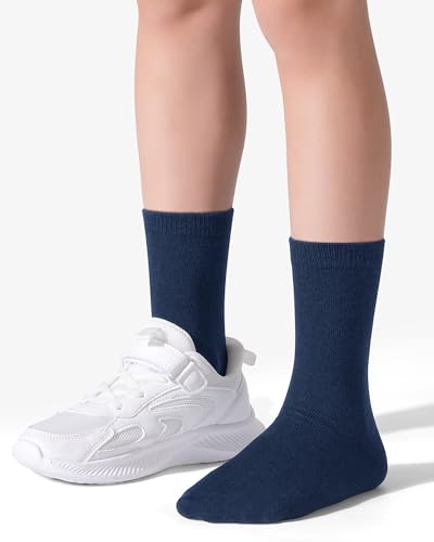 Image of Somaibo 8 Pairs Kids Socks for Boys Girls Crew Dress Athletic Socks Soft Cotton Seamless Cushioned School Sock