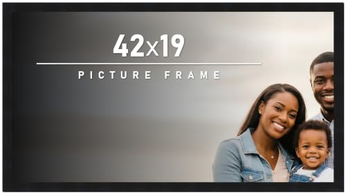 42x19 Frame Black Picture Frame - Complete Modern Photo Frame Includes UV Acrylic Shatter Guard Front, Acid Free Foam Backing Board, Hanging Hardware Wood Wall Frames for Family Photos - no Mat
