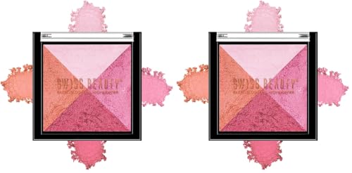 Image of Swiss Beauty Mini Baked Shimmer Blusher And Highlighter Palette For Face Makeup| Multicolor-2, 7 Gm | (Pack of 2)