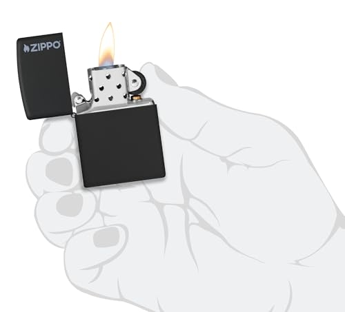 Encendedor Zippo Logo Negro Mate de Bolsillo miniatura 5