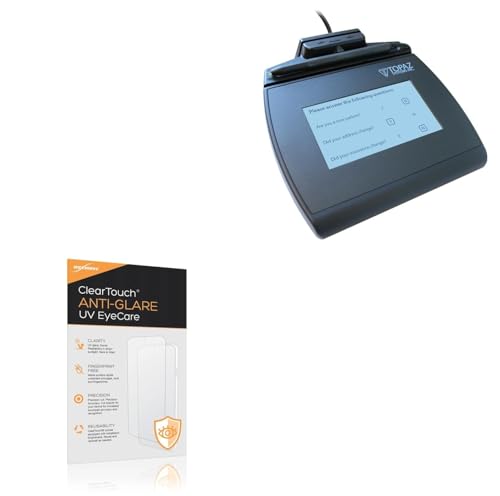 BoxWave Screen Protector Compatible With Topaz SignatureGem LCD 4x3 - ClearTouch Anti-Glare Anti-UV EyeCare (2-Pack), Filters out Harmful Blue Light Reduce Fatigue