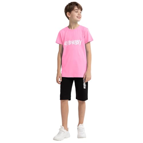 Image of amropi Boys Shorts Set Cotton T-Shirt and Short Pants 2 Pieces Summer Tracksuit for Age 2-12 Years