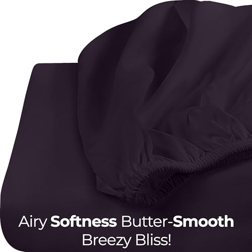 Image of Utopia Bedding Twin Fitted Sheet - Bottom Sheet - Deep Pocket - Soft Microfiber -Shrinkage and Fade Resistant-Easy Care -1 Fitted Sheet Only (Purple)