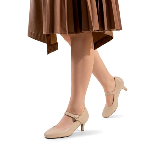 DREAM PAIRS Women's Dress Mary Jane Shoes, Low Kitten Heels Closed Round Toe Comfortable Pumps Shoes for Wedding Dancing Office4