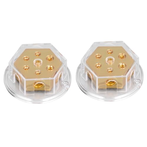 12V Power Distribution Block, 2Pcs Car Audio Amp Splitter Ground Wire Negative Splitter 2x0 Gauge in 4x4 Gauge Out Fuse Holder for Car Audio Amp